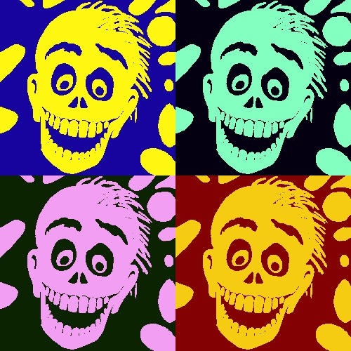 Gruselkunst: Das Logo der Gruselserie � la Andy Warhol